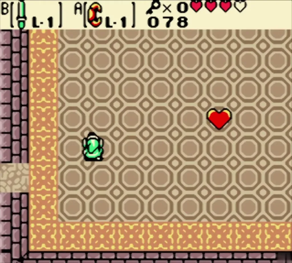 A Heart Container floating in the room where Pumpkin Head fell A Heart Container floating in the room where Pumpkin Head fell