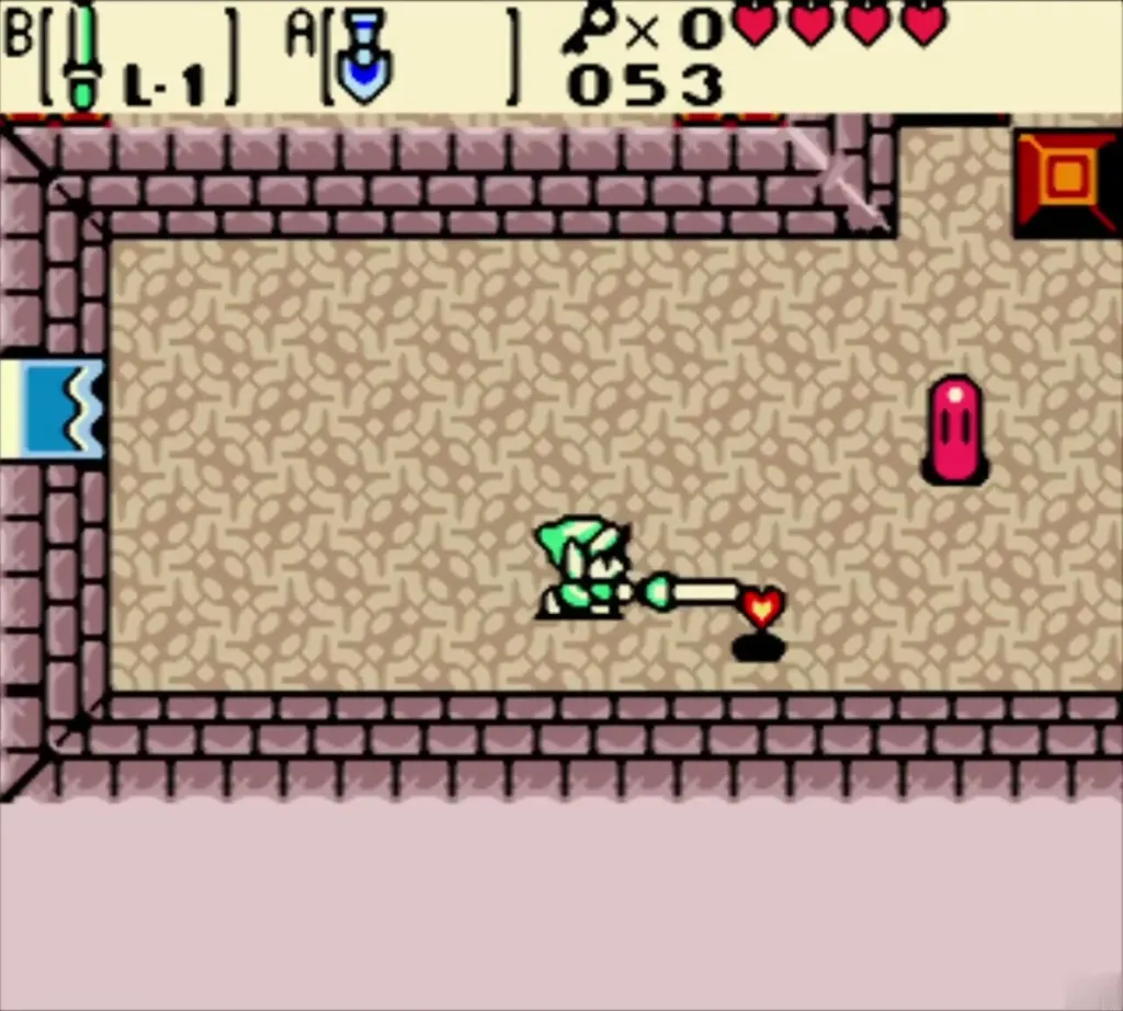 Link slashing near a Zol with a heart dropping Link slashing near a Zol with a heart dropping