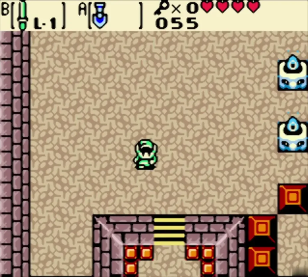 Link in the corridor below the stairs on the left of the cube room Link in the corridor below the stairs on the left of the cube room