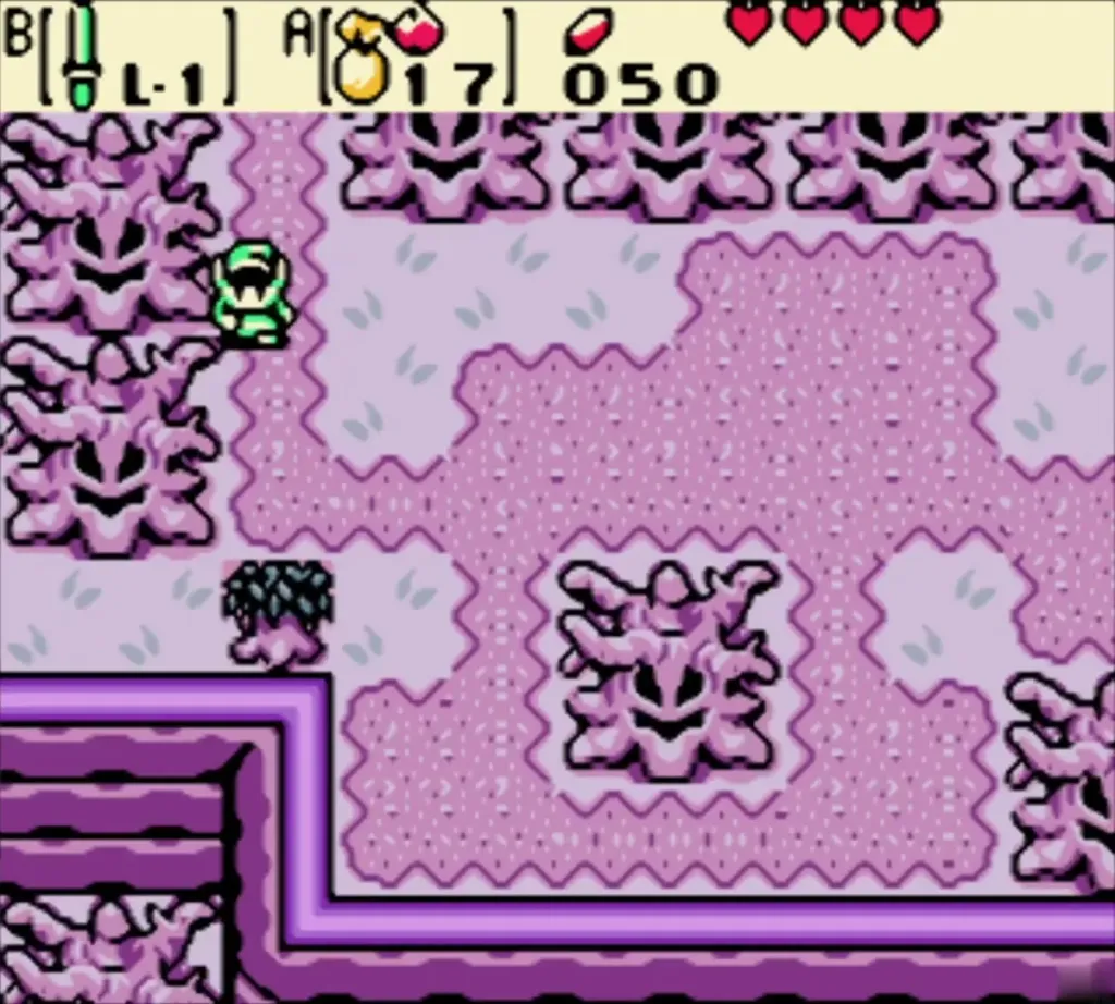 Link in Yoll Graveyard approaching the next bush to burn Link in Yoll Graveyard approaching the next bush to burn