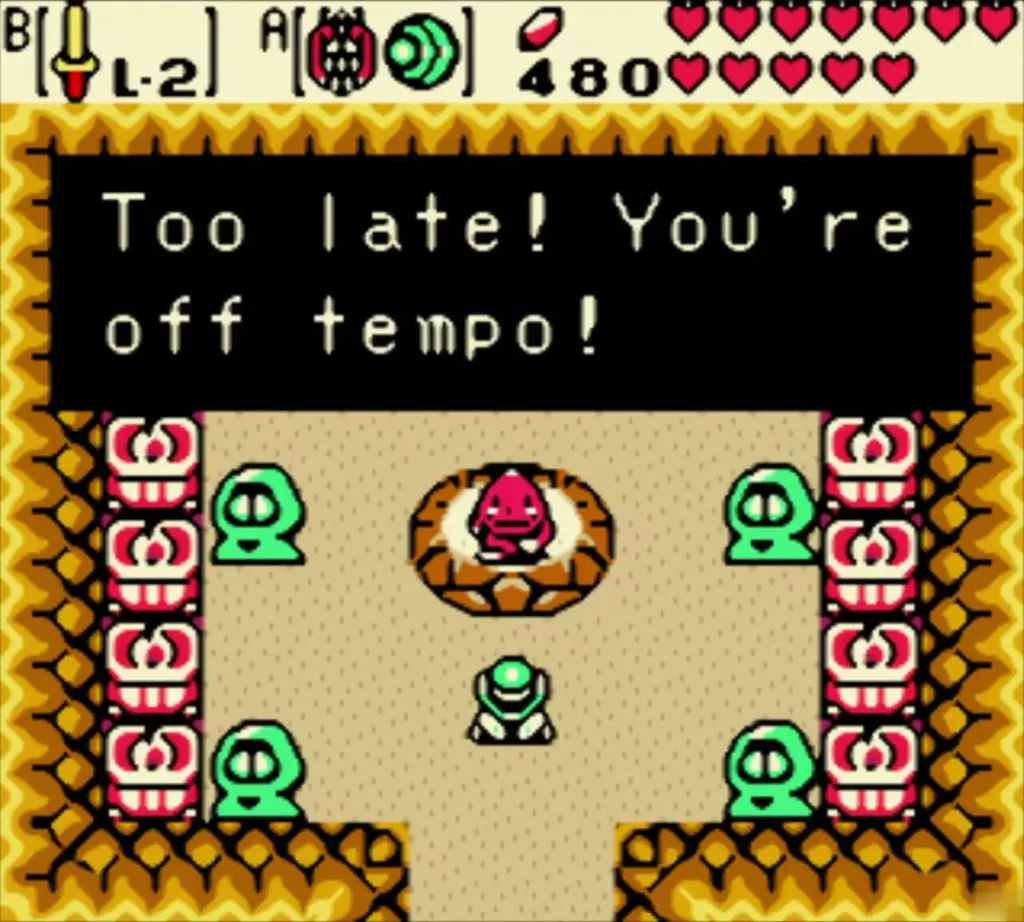 Too late! You're off tempo! message during the Goron Dance Too late! You're off tempo! message during the Goron Dance
