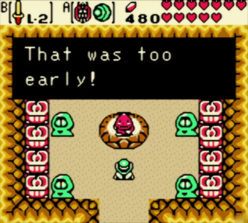 That was too early! message during the Goron Dance That was too early! message during the Goron Dance