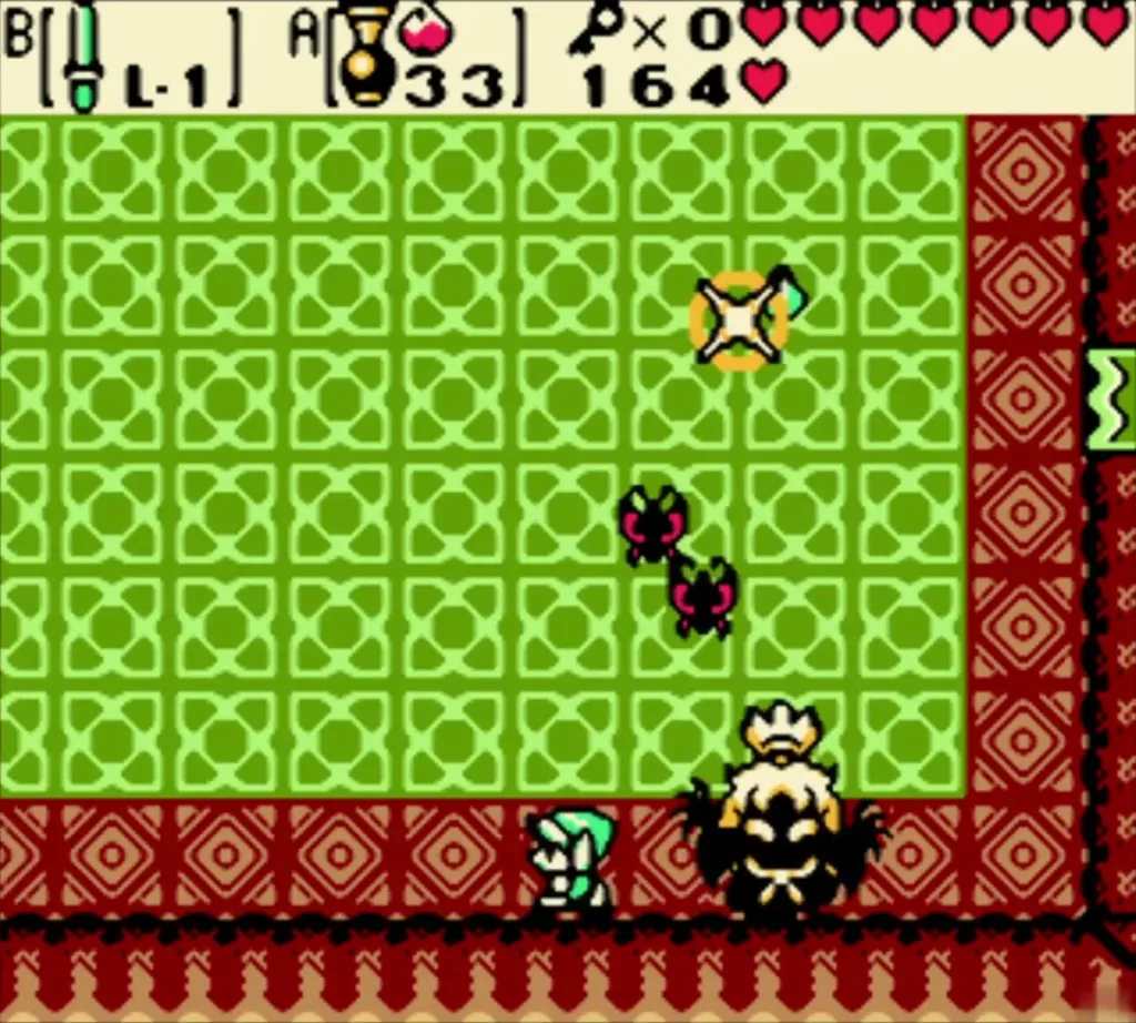 Shadow Hag appearing beside Link as a seed bounces off the wall Shadow Hag appearing beside Link as a seed bounces off the wall