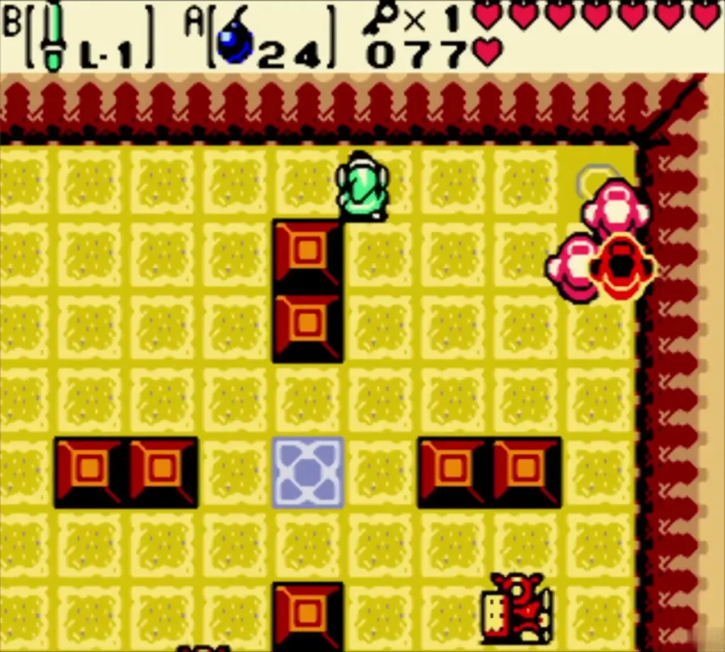 A Bomb blast catching the last Armos statue in the corner of the room A Bomb blast catching the last Armos statue in the corner of the room