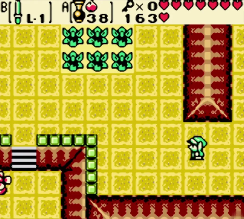 Link walking west along the yellow floor after the ledge jump Link walking west along the yellow floor after the ledge jump