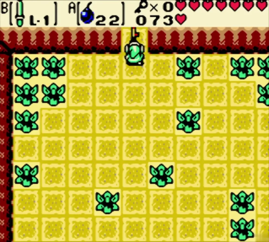 Link stepping through the unlocked door with the Small Key counter back at zero Link stepping through the unlocked door with the Small Key counter back at zero