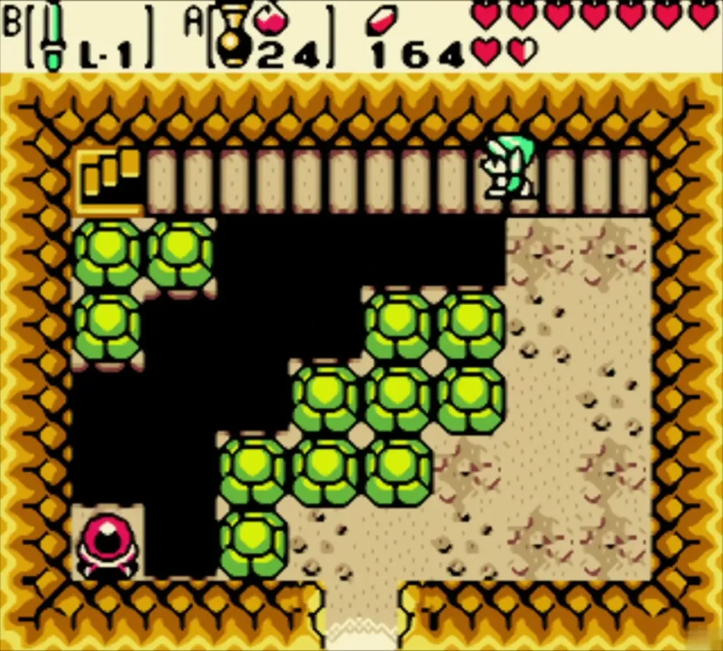The crystal turned red and the blocks changed, Link at the top ledge
