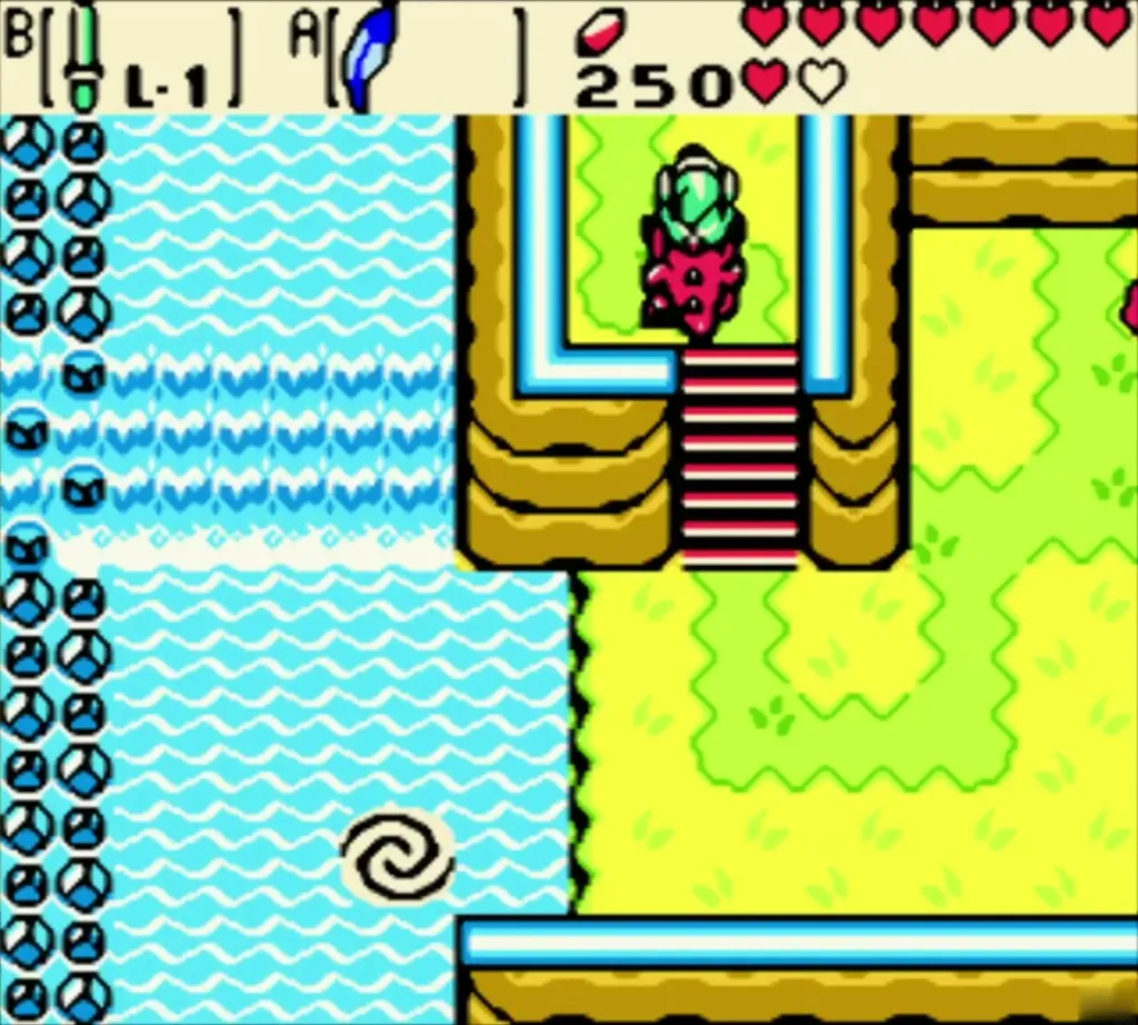 Link and Dimitri at the stairs above a waterfall