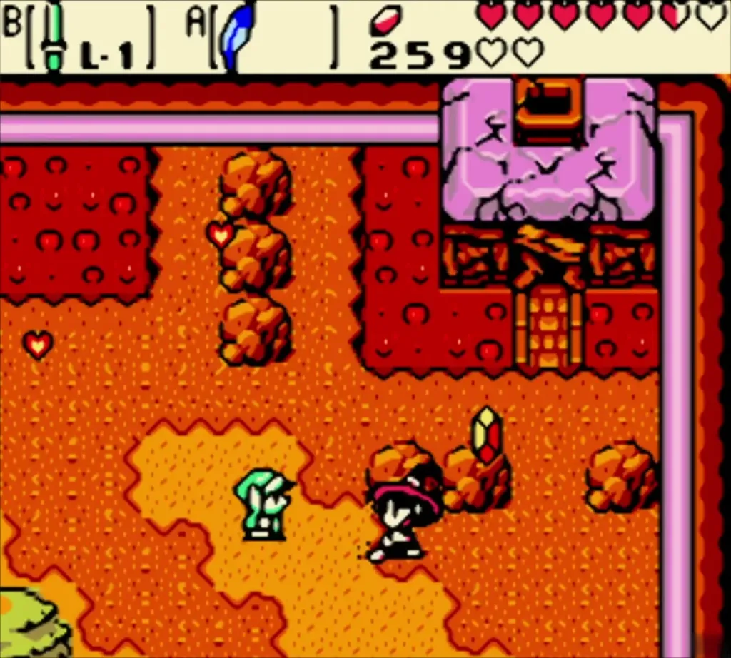 Link running into Maple's dropped rupees and items