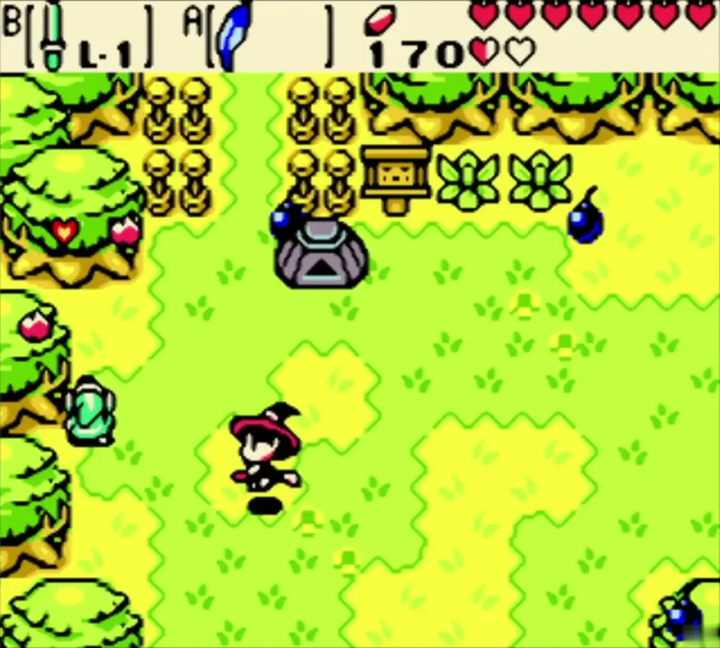 Maple hovering mid-screen as Link runs for dropped items