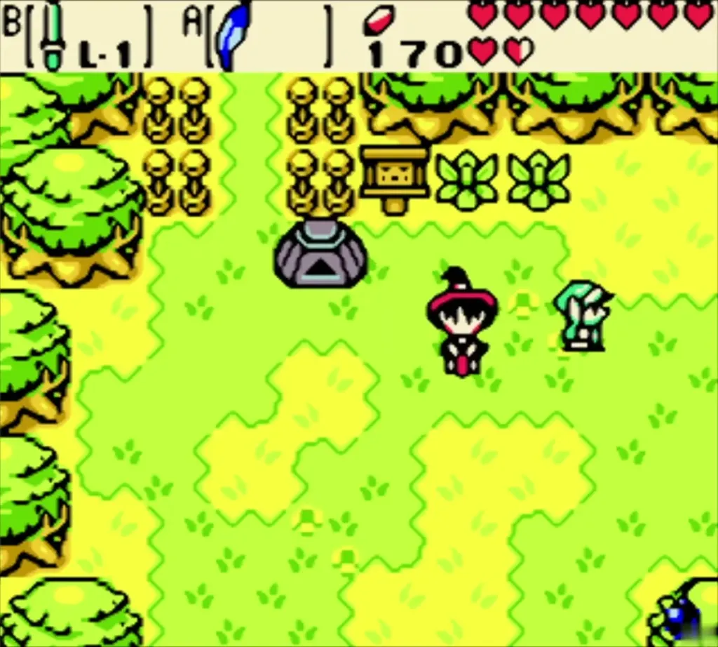 Maple standing near Link on the meadow after her drops