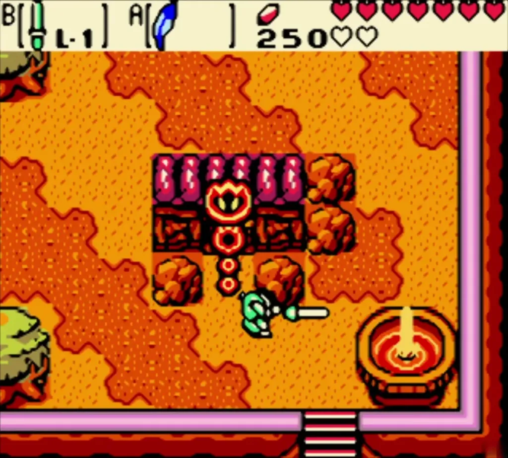The orange lava-rock Symmetry City plateau with the fountain