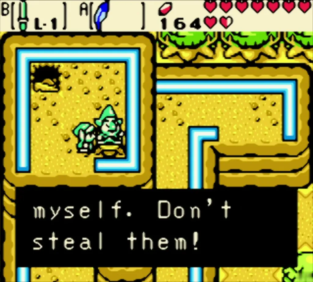 Tingle telling Link not to steal his magic words
