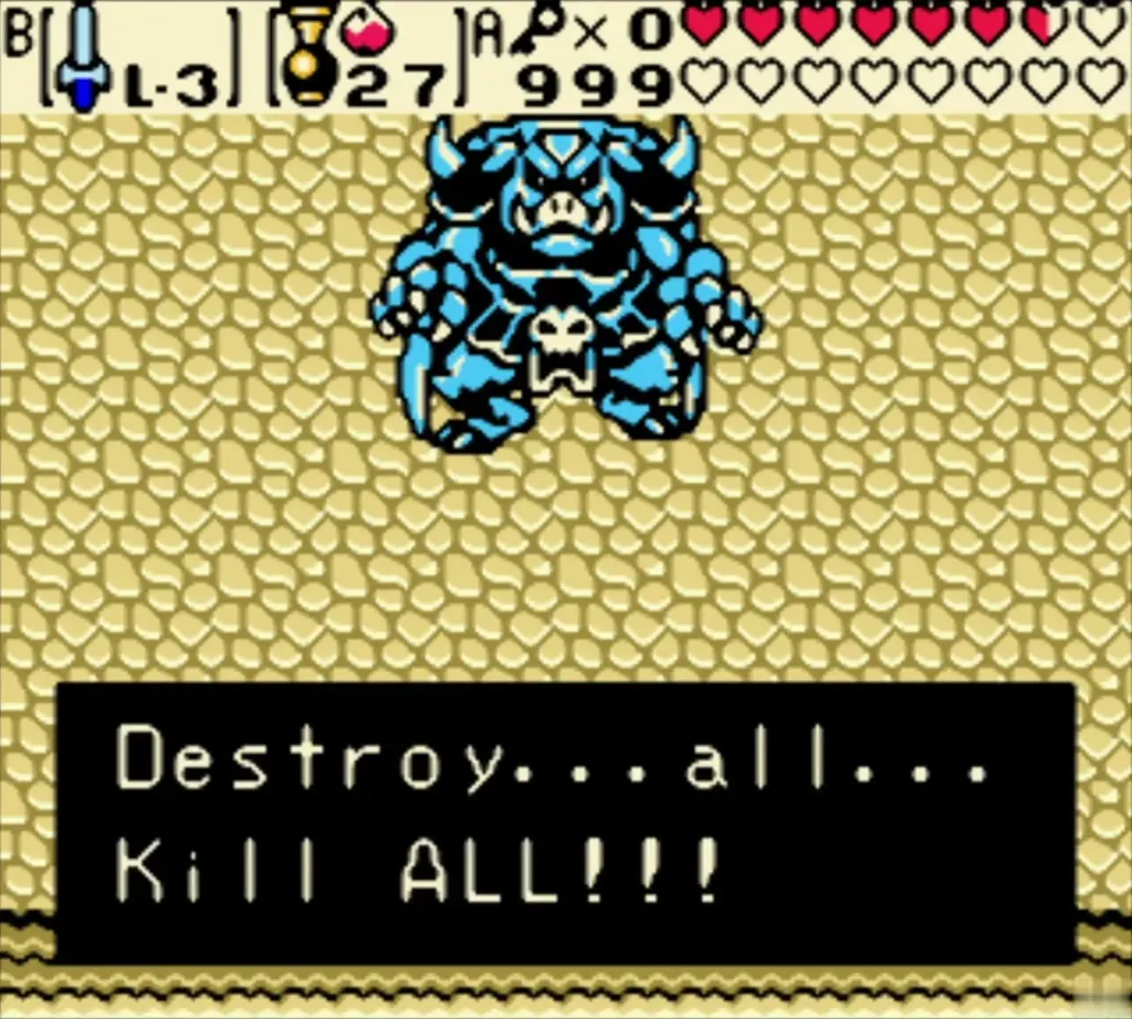 Ganon in his blue boar form speaks in the sand room Ganon in his blue boar form speaks in the sand room