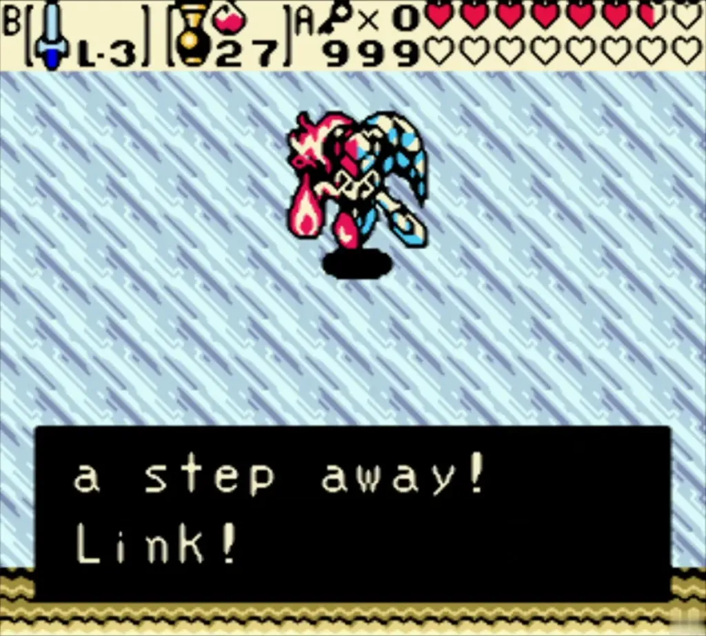 Twinrova stands on the ice floor as Link is warned to step away Twinrova stands on the ice floor as Link is warned to step away