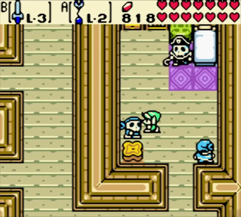 Link in the pirate ship cabin with beds, barrels and the crew Link in the pirate ship cabin with beds, barrels and the crew