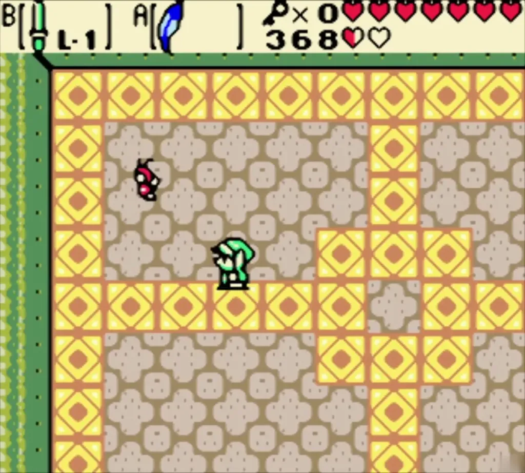 Link with a fairy fluttering nearby after the Armos Warrior is beaten Link with a fairy fluttering nearby after the Armos Warrior is beaten