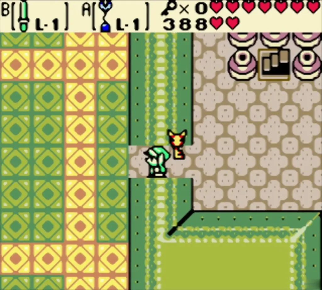 Link stepping through the boss door with the Boss Key Link stepping through the boss door with the Boss Key