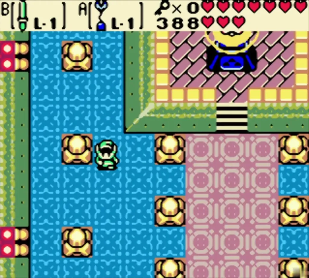 Link walking toward the shrine where the Burning Flame waits Link walking toward the shrine where the Burning Flame waits