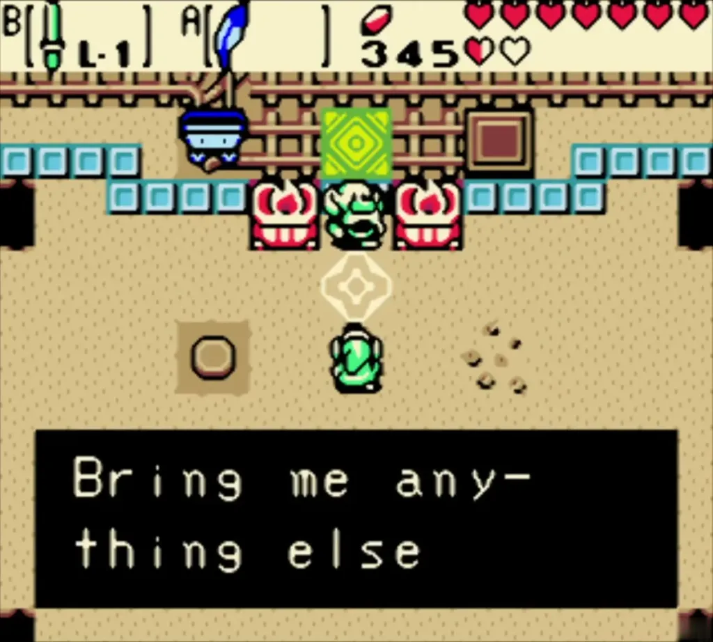 Patch tells Link to bring him anything else that needs fixing Patch tells Link to bring him anything else that needs fixing