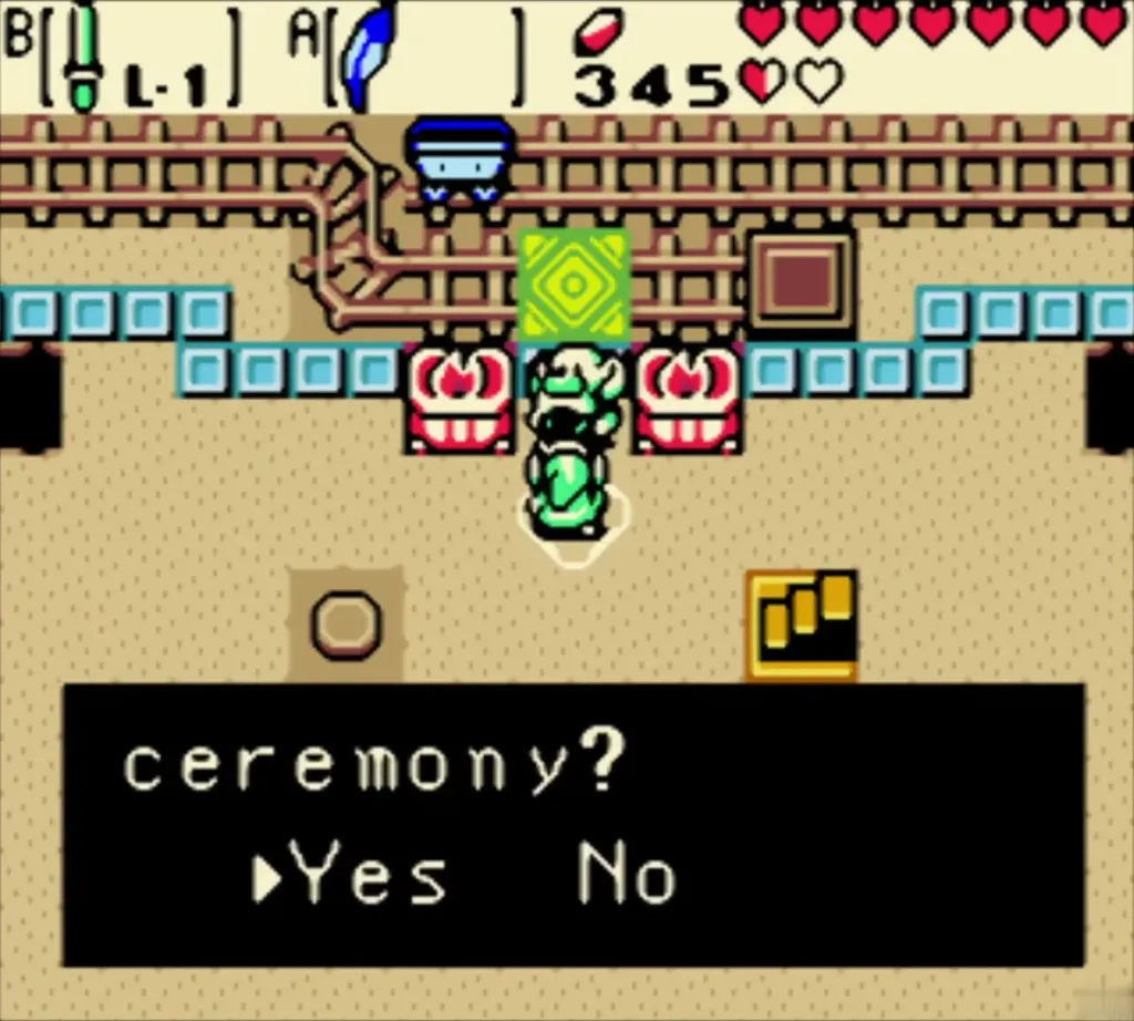 Patch asks whether Link will take part in his ceremony, with Yes selected Patch asks whether Link will take part in his ceremony, with Yes selected