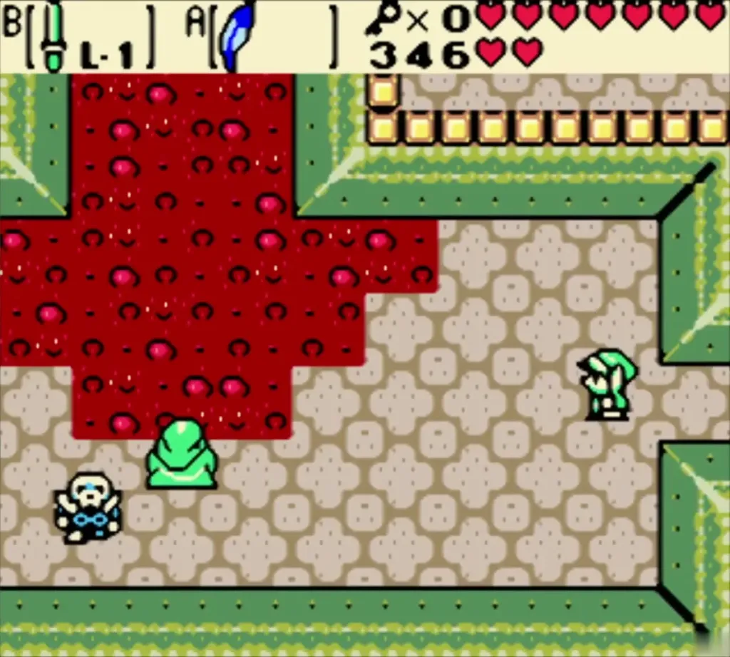 Link in the second room facing the enemies that guard the door Link in the second room facing the enemies that guard the door