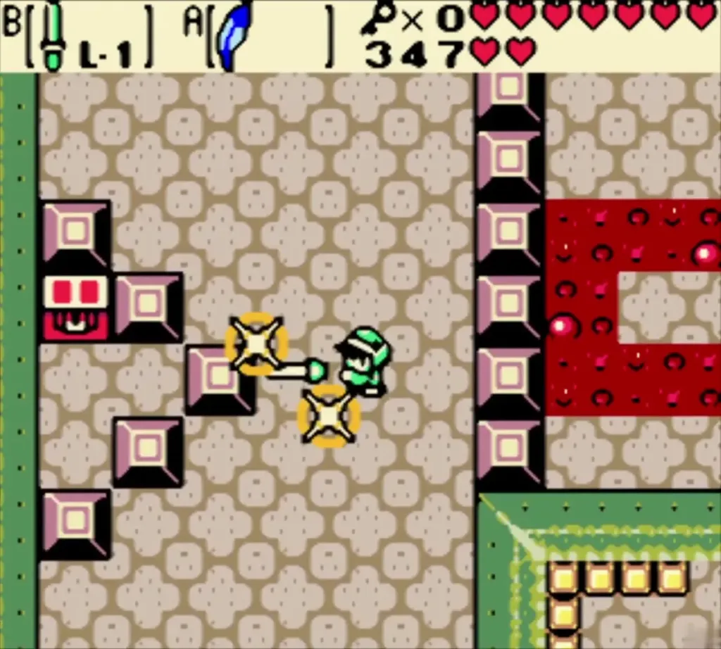 Link clearing blocks toward the Compass chest Link clearing blocks toward the Compass chest