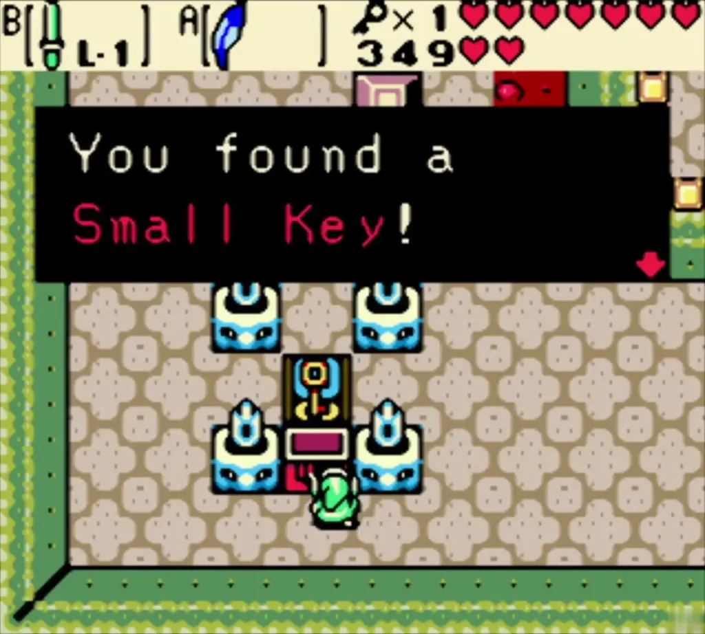 Link receiving the Small Key with the item message shown Link receiving the Small Key with the item message shown