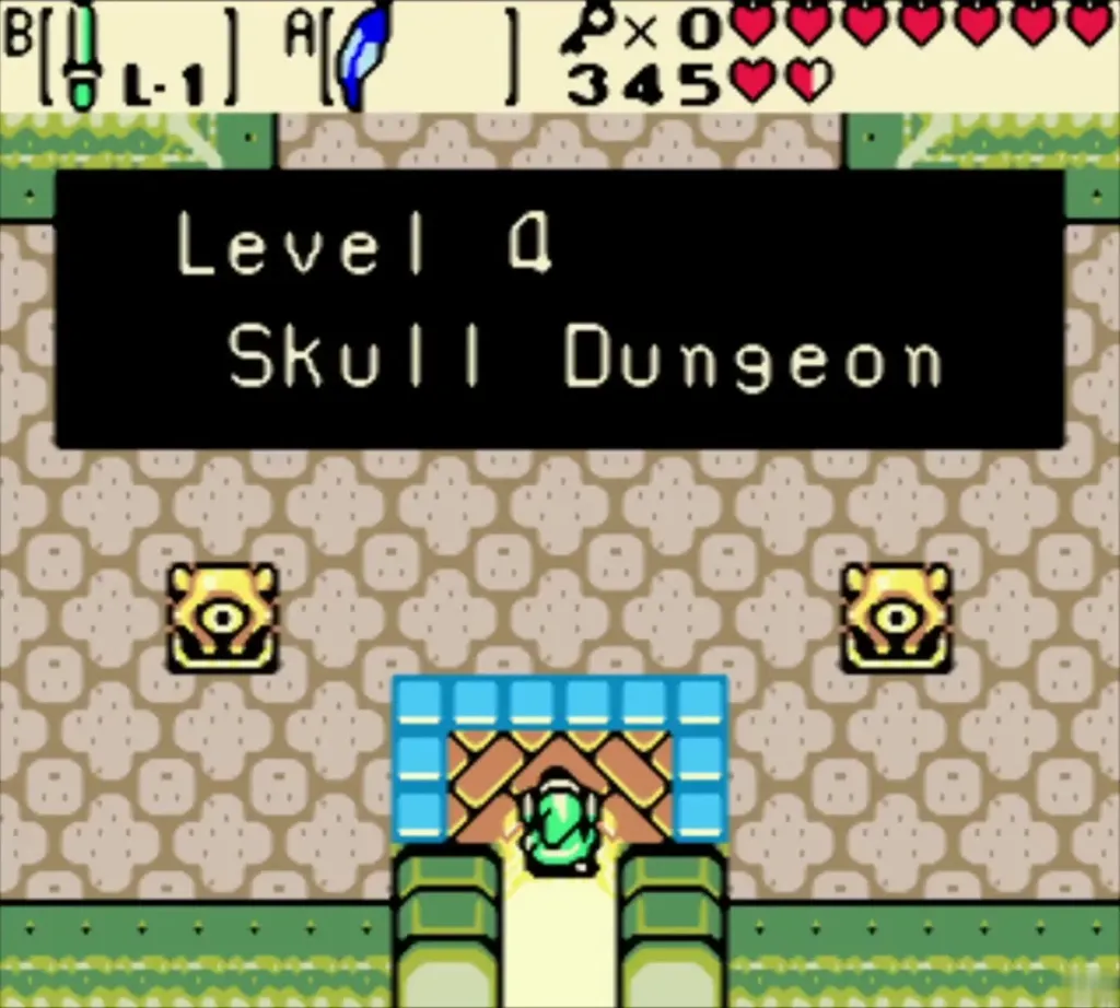The Level 4 Skull Dungeon title card over the first room The Level 4 Skull Dungeon title card over the first room