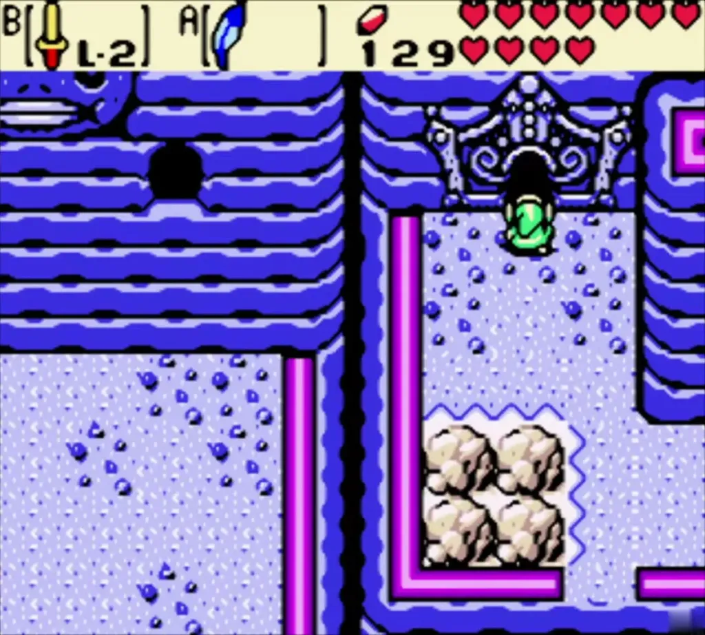 Link at the keyhole door of the Crown Dungeon on Rolling Ridge Link at the keyhole door of the Crown Dungeon on Rolling Ridge