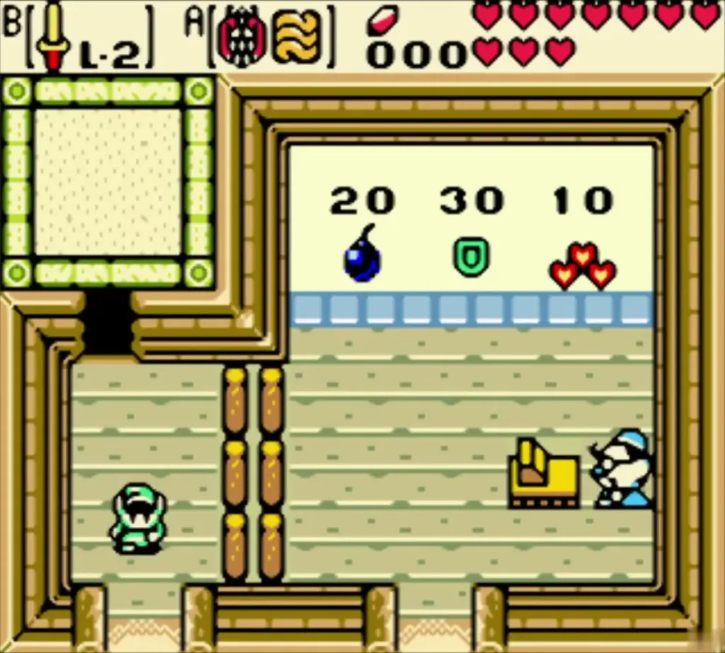 Link walking out through the shop's ground floor in the present Link walking out through the shop's ground floor in the present
