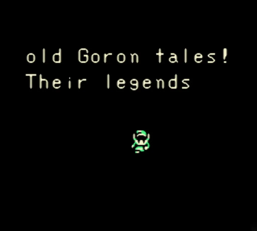 The Maku Tree's message saying Link's name appears in old Goron tales The Maku Tree's message saying Link's name appears in old Goron tales