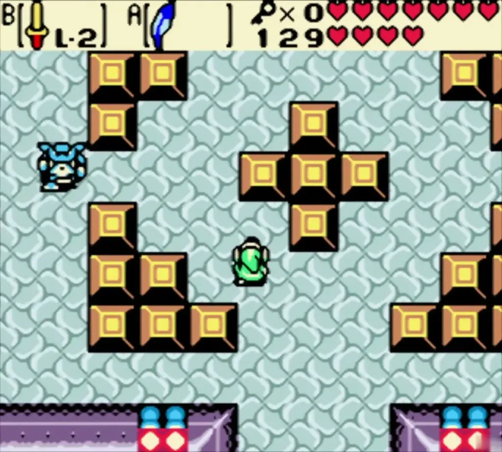 Link in the Moblin arena with a Moblin at the left Link in the Moblin arena with a Moblin at the left