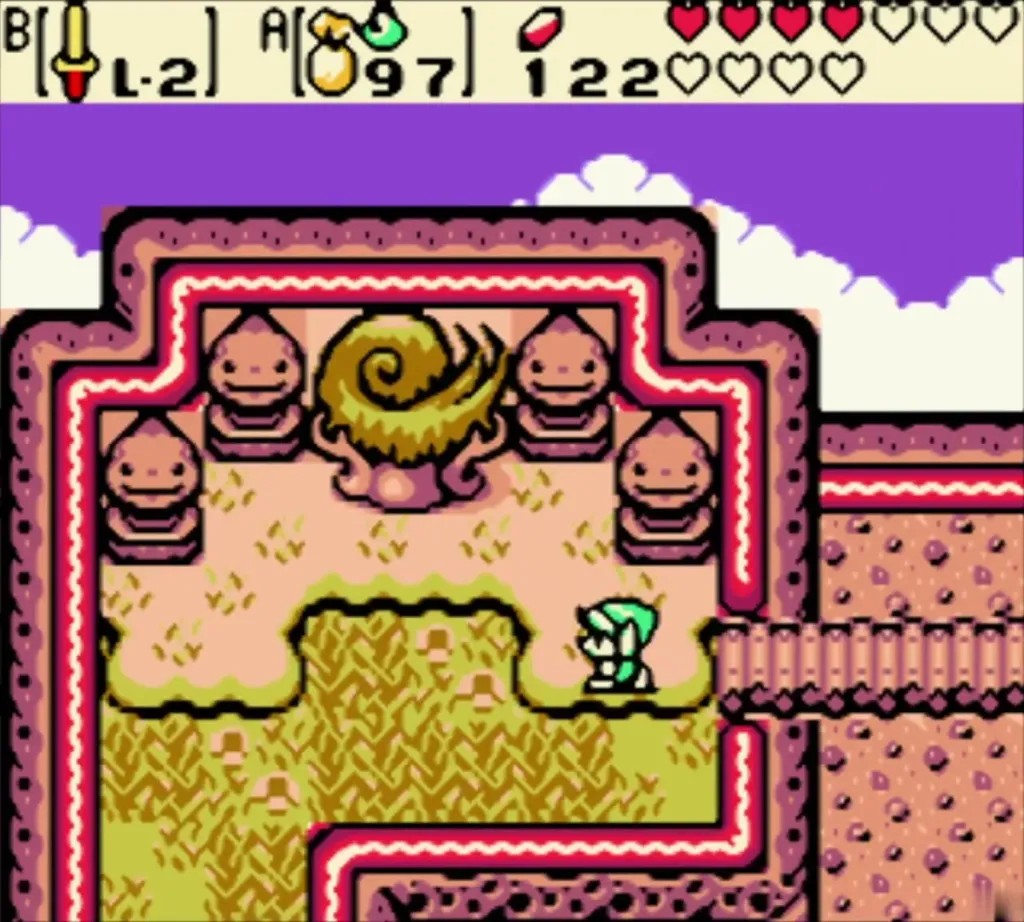 Link in the Pegasus tree shrine on the past ridge Link in the Pegasus tree shrine on the past ridge