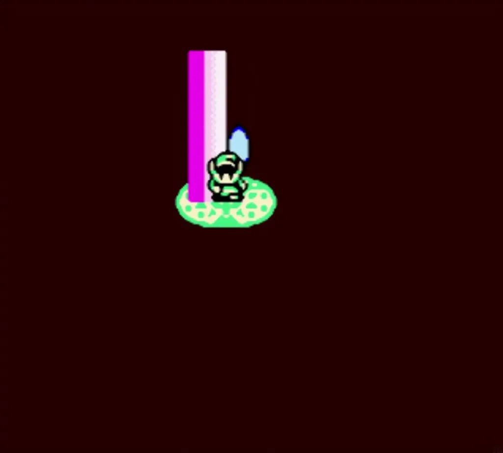 Link standing in the time portal as it carries him to the past Link standing in the time portal as it carries him to the past