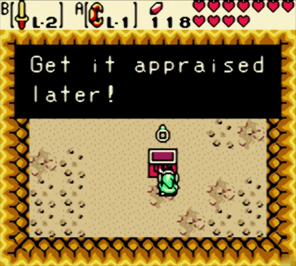 Link holding up the ring with the get it appraised later message Link holding up the ring with the get it appraised later message