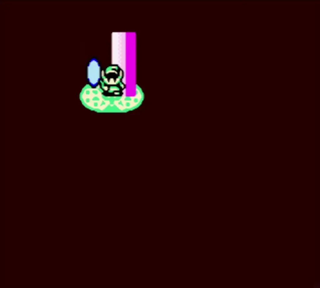 Link standing in the time portal as it carries him to the past Link standing in the time portal as it carries him to the past