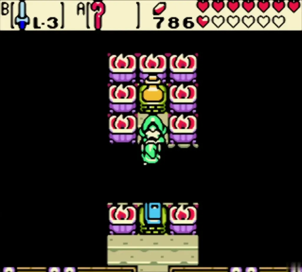 Link at the far end of the dark chamber beside the altar Link at the far end of the dark chamber beside the altar