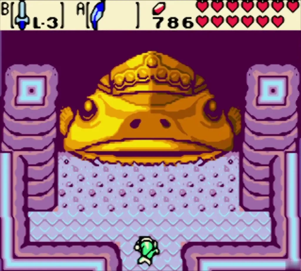 Link below the giant golden Jabu-Jabu statue at its shrine in Zora Village Link below the giant golden Jabu-Jabu statue at its shrine in Zora Village
