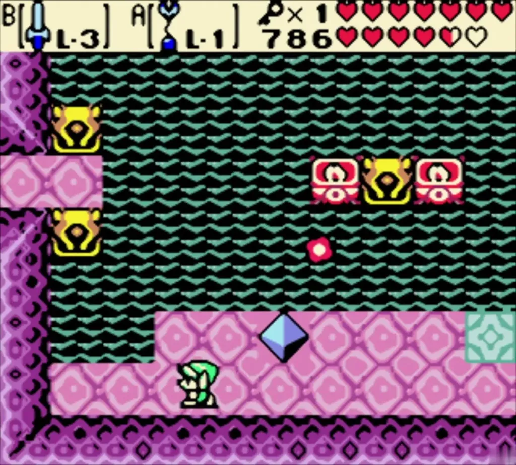 Statues and diamond blocks on the Jabu-Jabu's Belly floor with the small key counter at one Statues and diamond blocks on the Jabu-Jabu's Belly floor with the small key counter at one