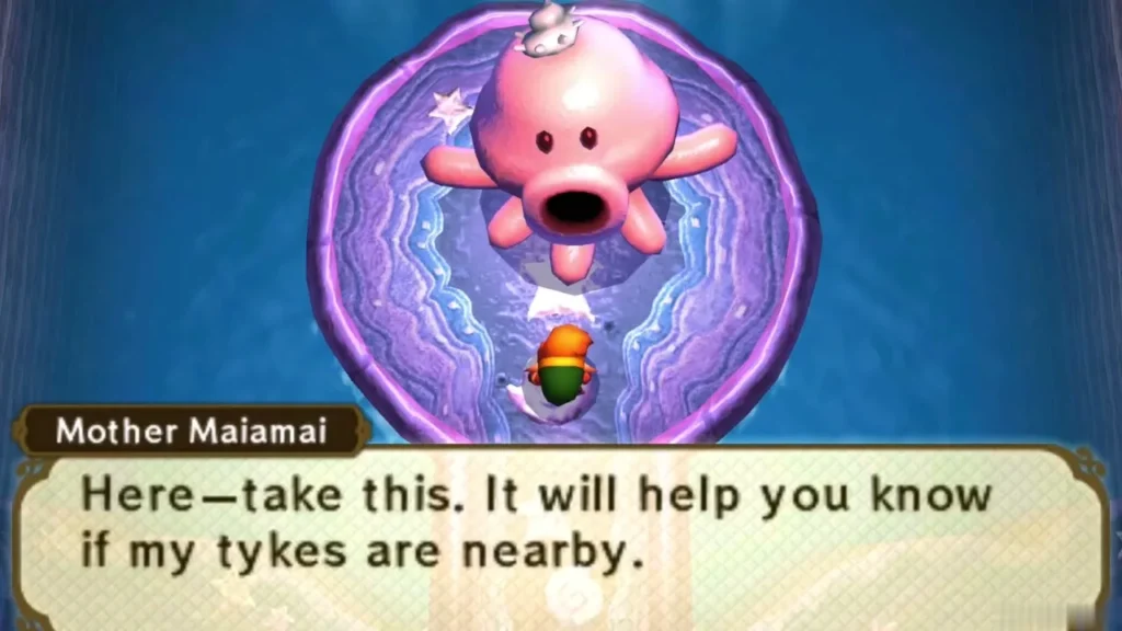 Mother Maiamai handing Link the Maiamai Map