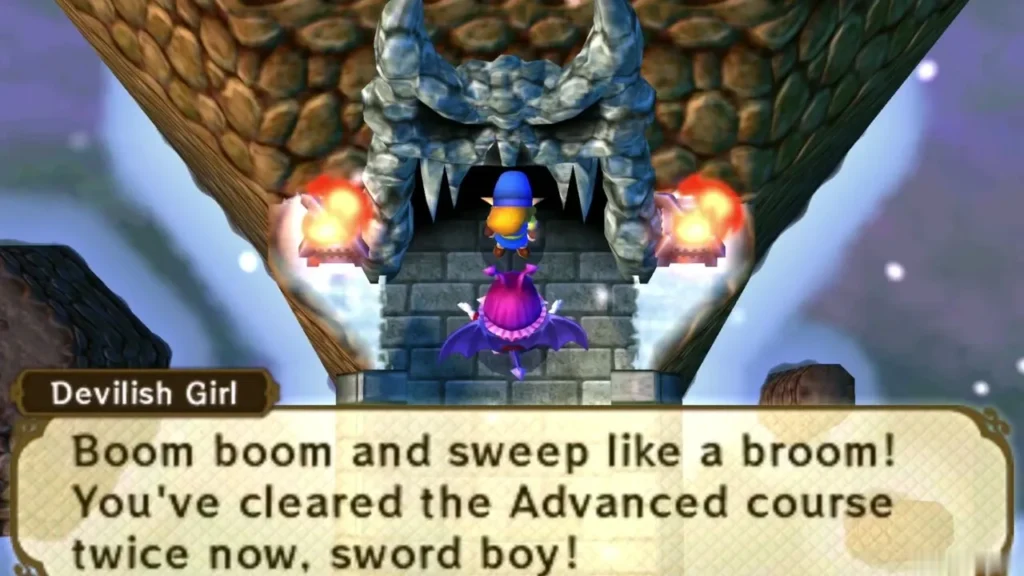 Devilish Girl telling Link he has cleared the Advanced course twice