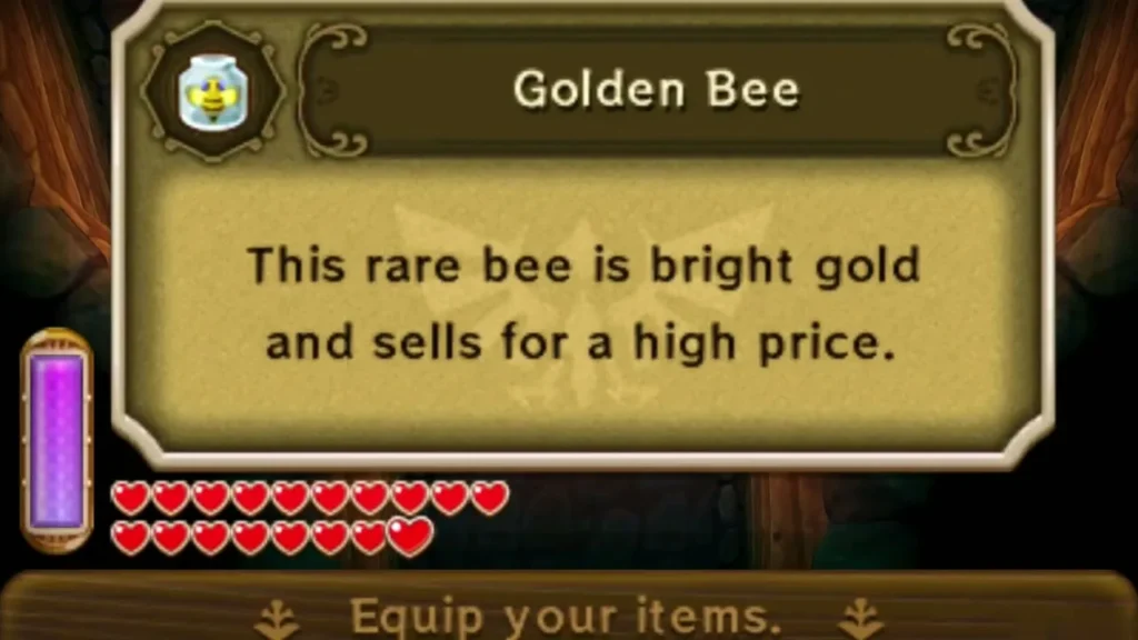 Name box reading Golden Bee and describing it as bright gold and a high-priced rare bee Name box reading Golden Bee and describing it as bright gold and a high-priced rare bee