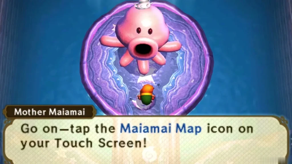 Mother Maiamai telling Link to tap the Maiamai Map icon on the Touch Screen