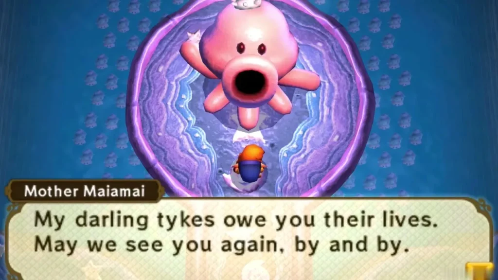 Mother Maiamai telling Link her tykes owe him their lives and hoping to see him again