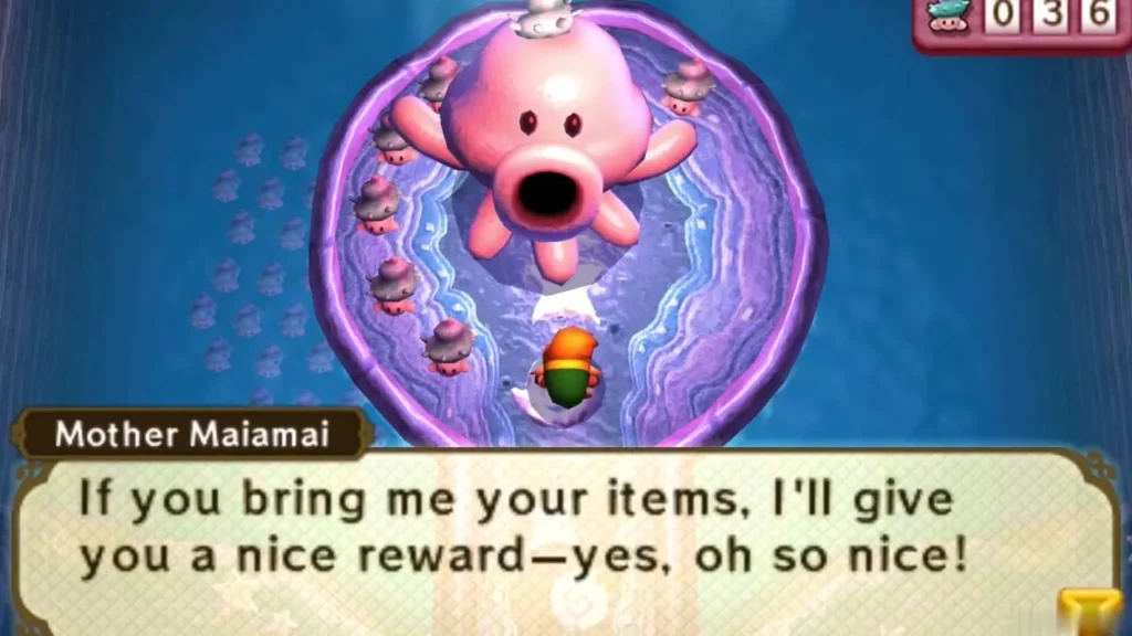 Mother Maiamai promising a nice reward for bringing her items