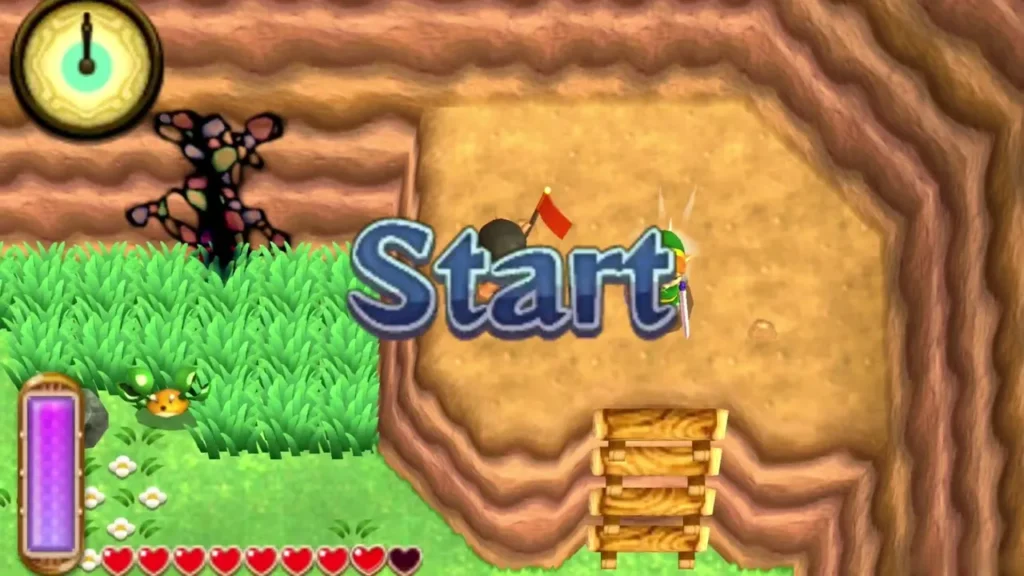 Link at the start of the second Racing Bro race as the Start banner appears