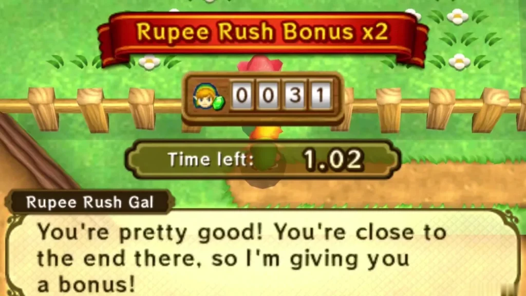 Rupee Rush Gal giving Link a bonus x2 after the first run