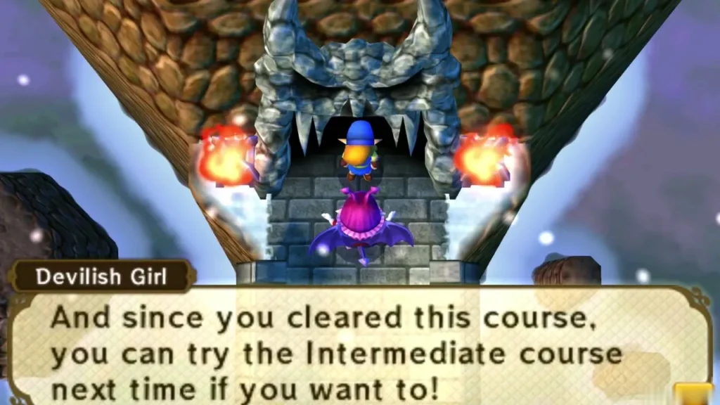 Devilish Girl telling Link he can try the Intermediate course next time