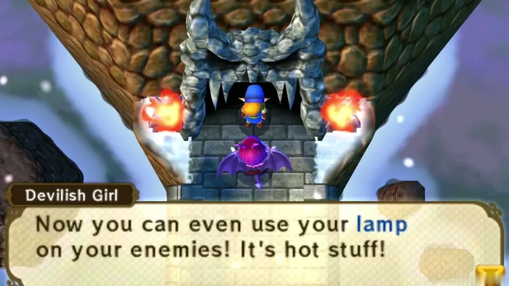 Devilish Girl says the Super Lamp can be used on enemies, calling it hot stuff